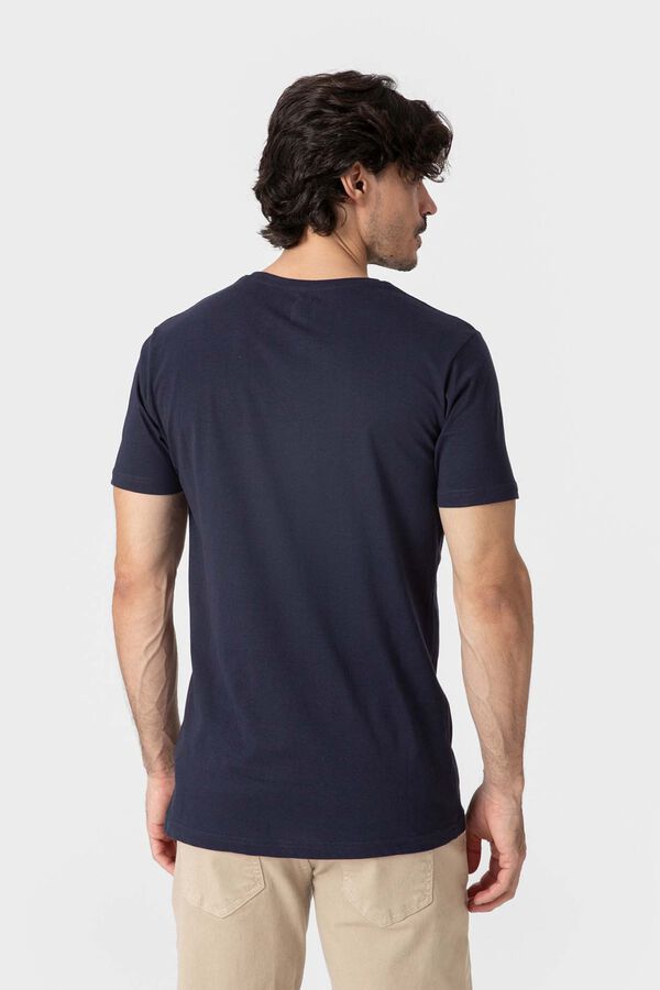 Celopman T-shirt b&aacute;sica lisa de manga curta azul
