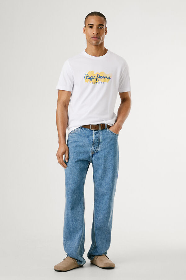 Pepe Jeans  Camiseta de manga curta com logo e estampado frontal. branco