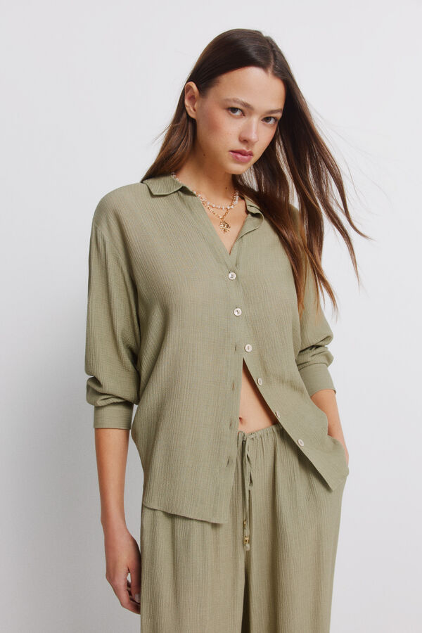 Springfield Camisa de manga comprida &agrave;s riscas bege