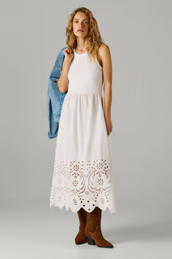 Pepe Jeans Vestido comprido sem mangas branco