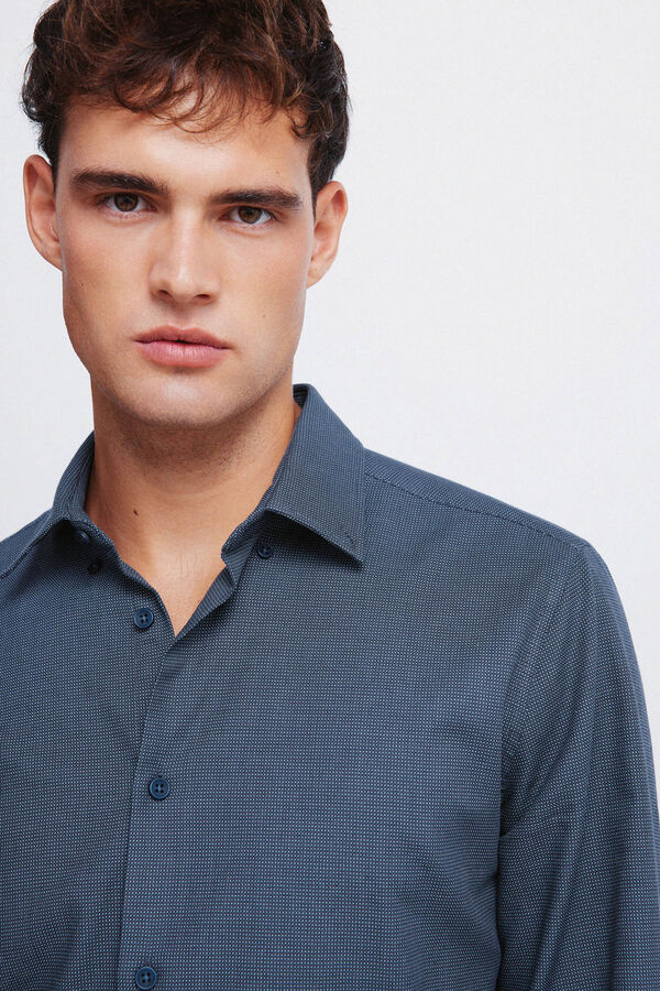 Springfield Two-tone structured dress shirt blue