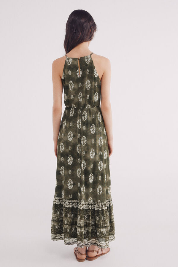 Springfield Vestido midi com estampado de folhas verde