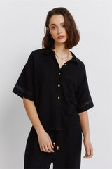 Springfield Camisa de manga curta em renda preto