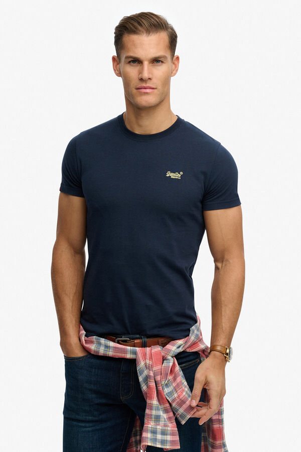 Superdry T-shirt de manga curta b&aacute;sica com log&oacute;tipo pequeno azul
