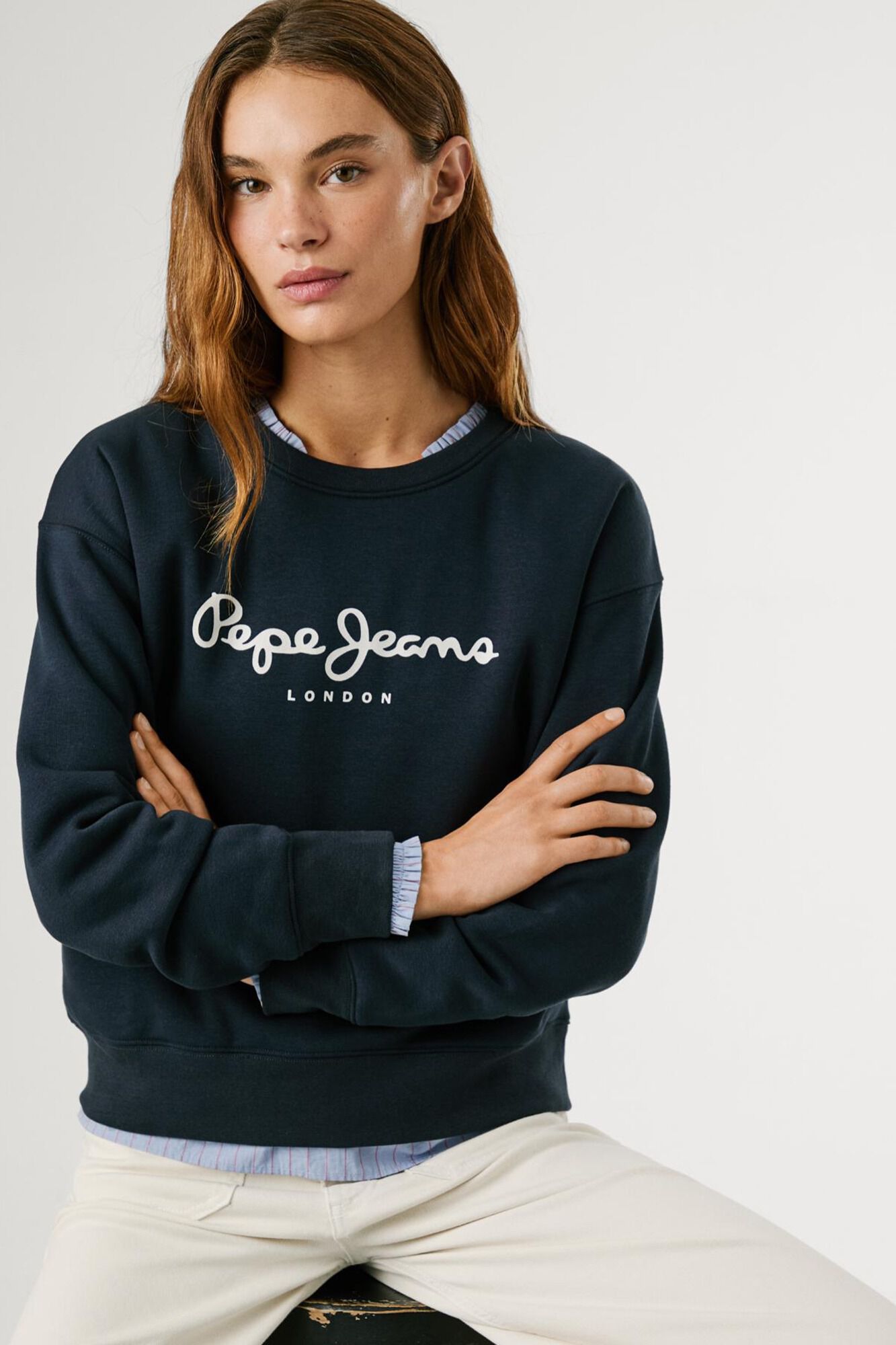 Pepe Jeans Sweatshirt Gola Redonda Com Logo