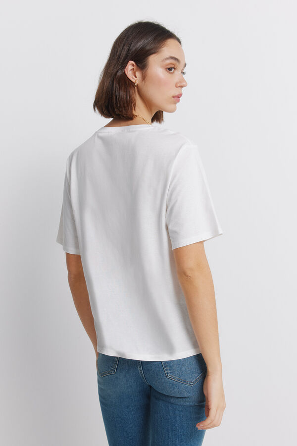 Springfield T-shirt gola canelada dusty bege