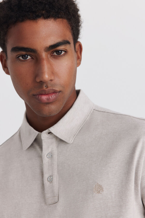 Springfield Polo em malha microrriscas slim fit cru