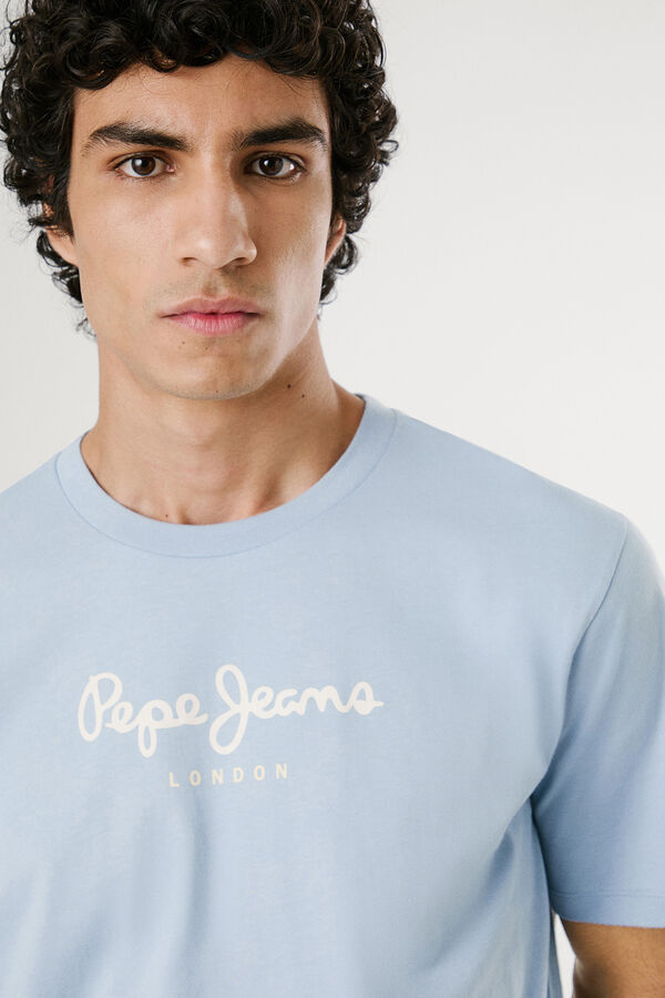 Pepe Jeans Camiseta de manga curta com logo frontal. azul