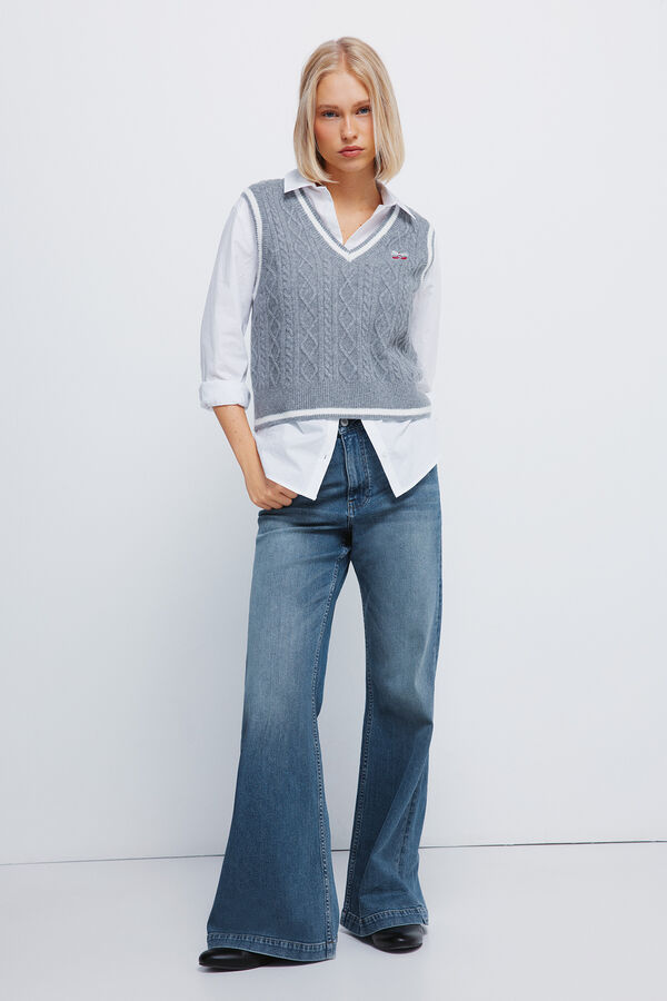 Springfield Malha de colete bordado cereja cinzento