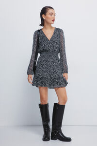 Springfield Vestido curto de chiffon estampado