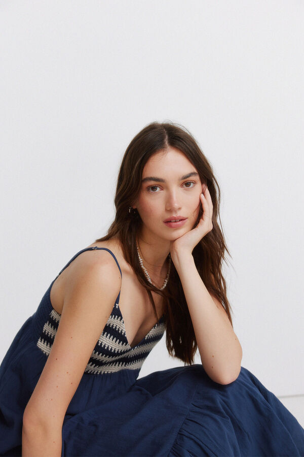 Springfield Vestido de al&ccedil;as em crochet azul