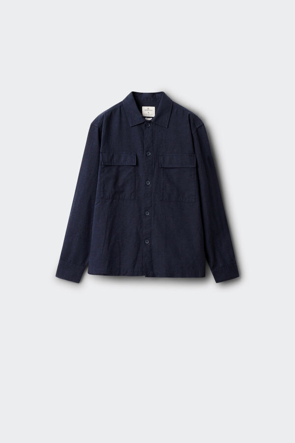 Springfield Sobrecamisa em linho azul