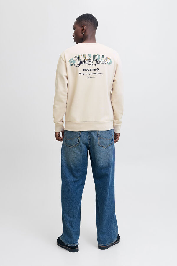 Jack & Jones Sweatshirt b&aacute;sico com logo cinzento