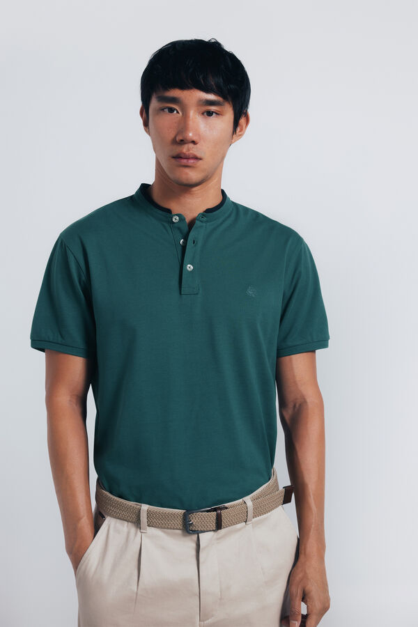 Springfield Polo piqué cuello mao slim fit verde