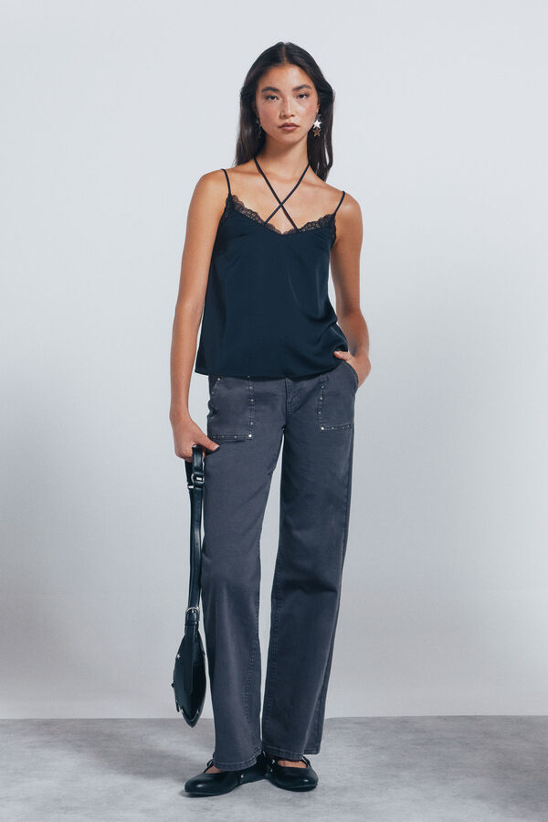 Springfield Top de lingerie de renda preto