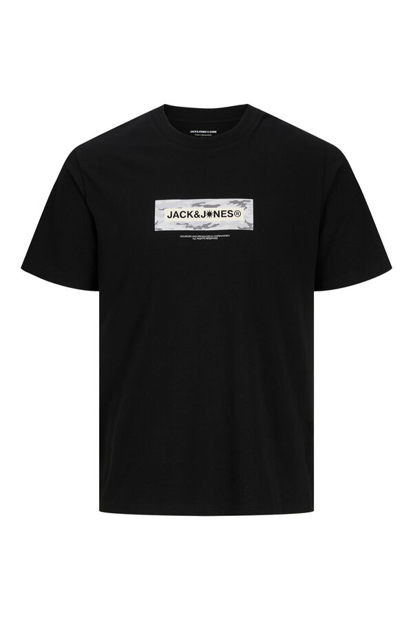 Jack & Jones PLUS T-shirt estampada em algod&atilde;o preto