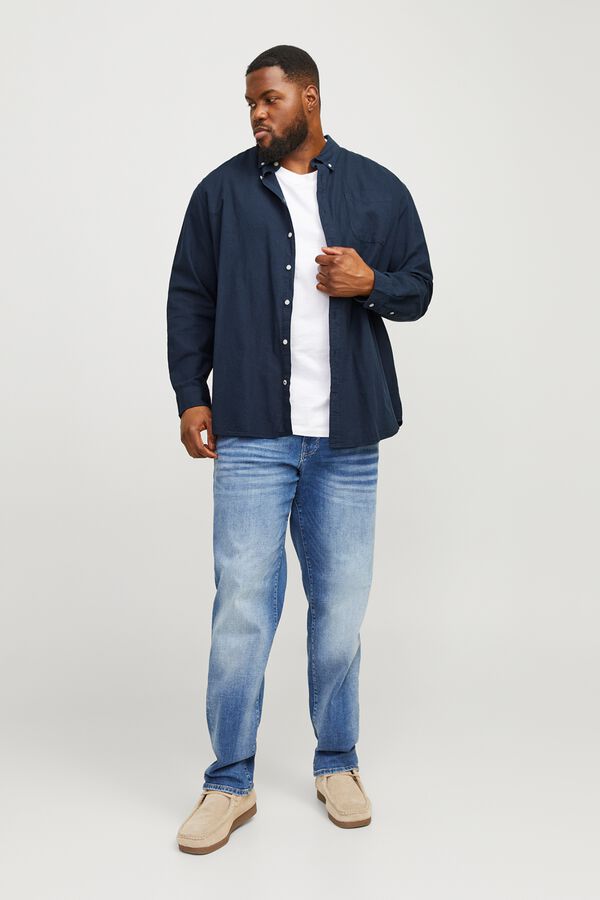 Jack & Jones PLUS Camisa Oxford de manga comprida azul