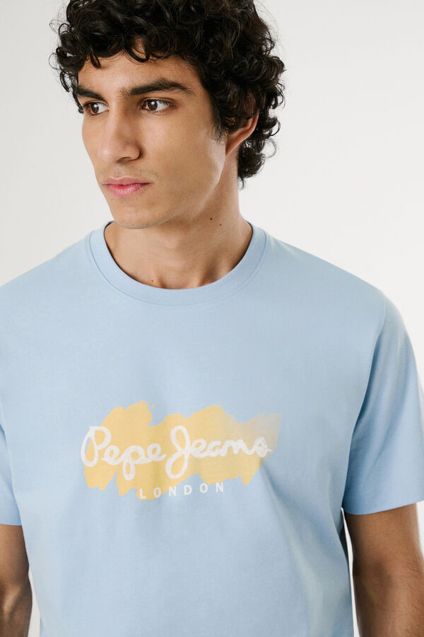 Pepe Jeans  Camiseta de manga curta com logo e estampado frontal. azul