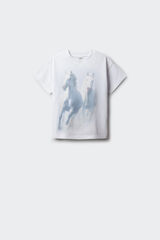 Springfield Kids T-shirt manga curta com estampado de cavalo para menina branco