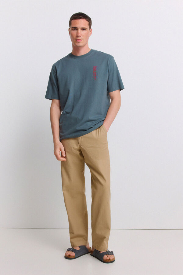 Springfield Cal&ccedil;a leve em linho straight fit bege