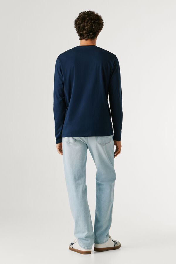 Pepe Jeans T-shirt de manga comprida com logo azul