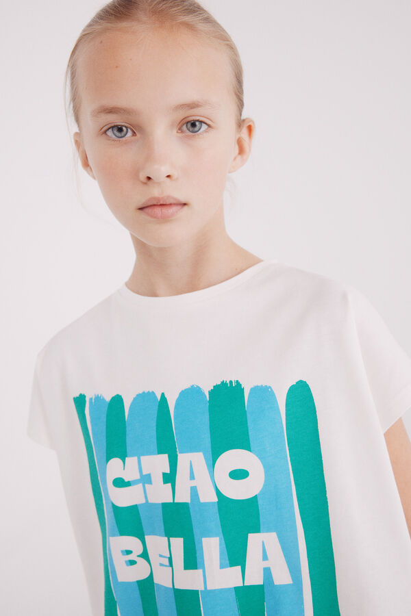 Springfield Kids Camiseta feminina Ciao Bella branco