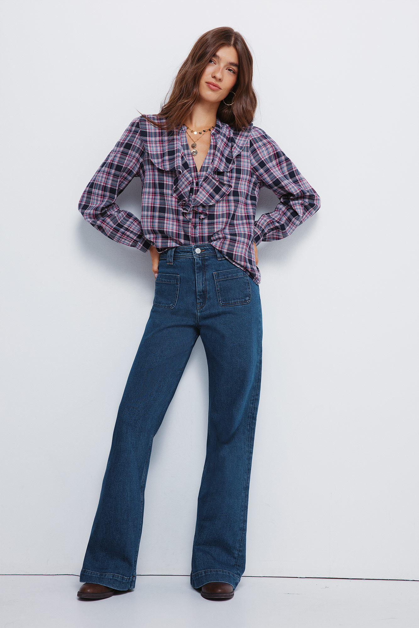 Springfield Blusa xadrez folho