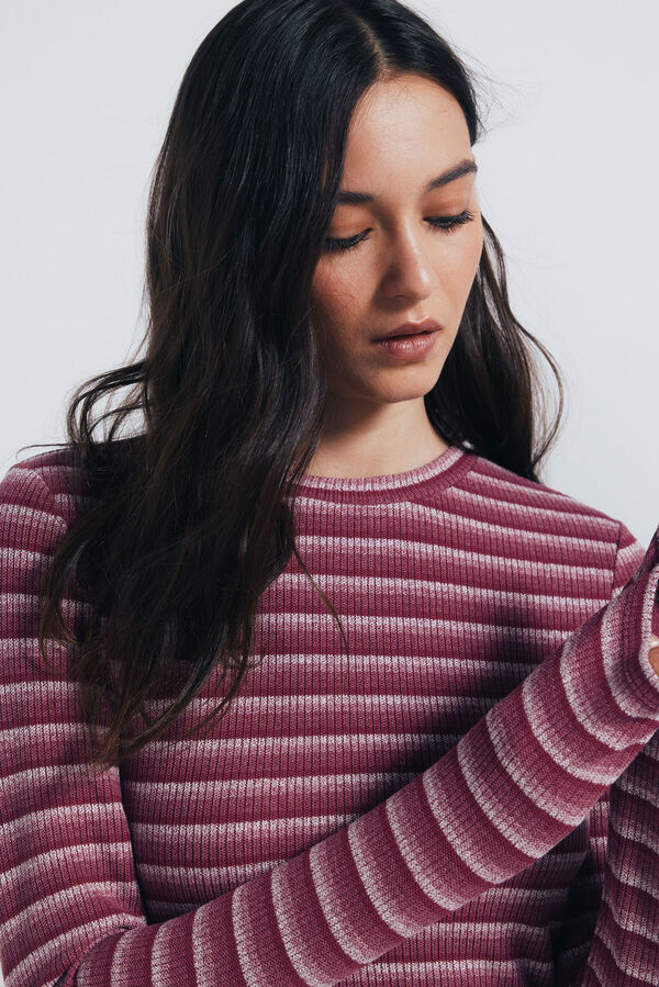 Springfield Vestido midi estruturado riscas e justo vermelho