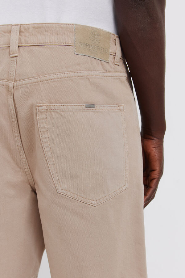 Springfield Bermudas 5 bolsos lavagem straight fit bege