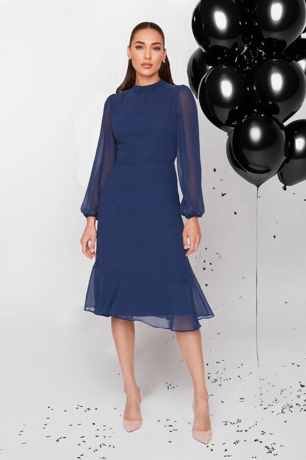 Trendyol Vestido midi de gola alta azul