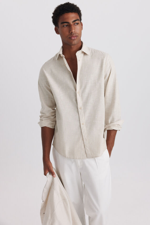 Camisa tipo lino rayas