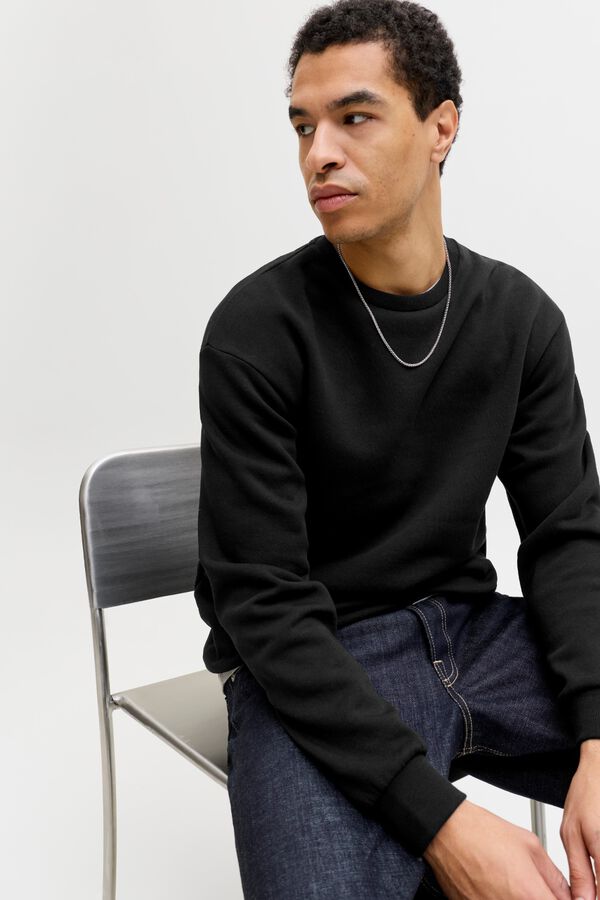 Jack & Jones Sweatshirt relaxed gola redonda preto
