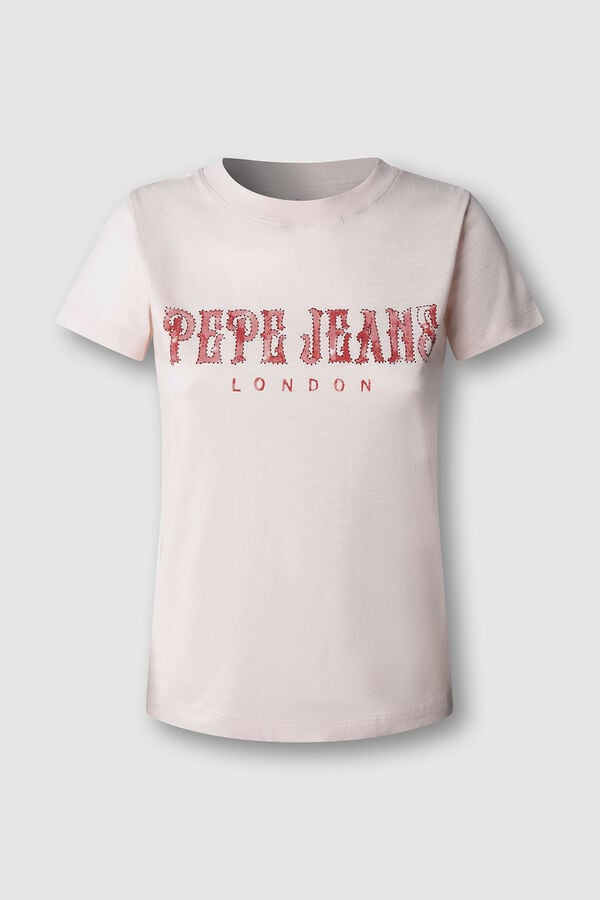 Pepe Jeans T-shirt manga curta rosa