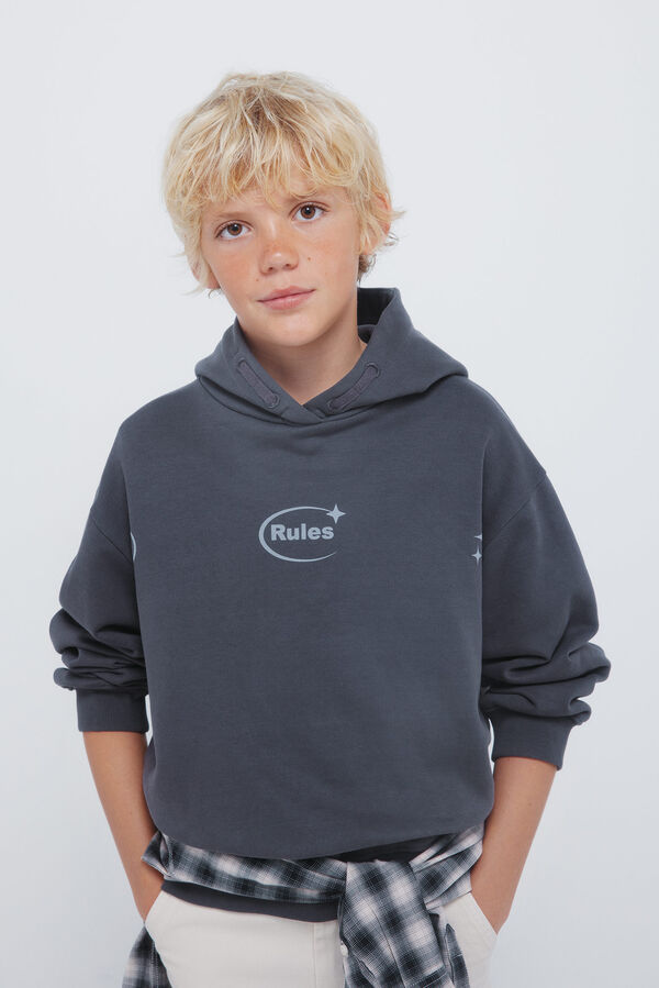 Springfield Kids Sweatshirt "Abrace a bagunça" para capuz cinzento
