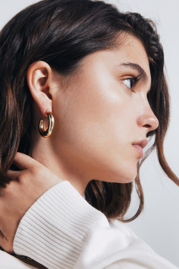 Springfield Pacote de brincos de argola grossos de prata e ouro estampado