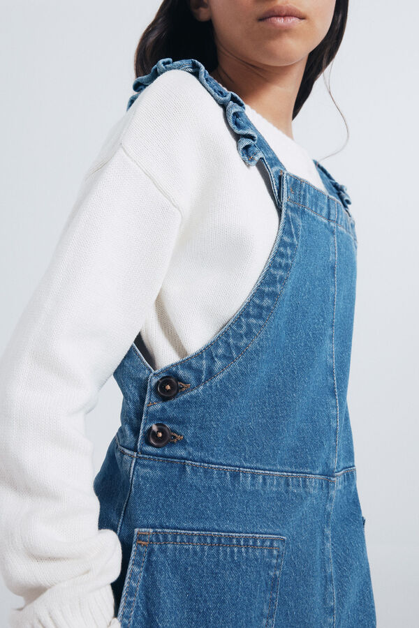 Springfield Kids Macacão jeans longo para meninas azul