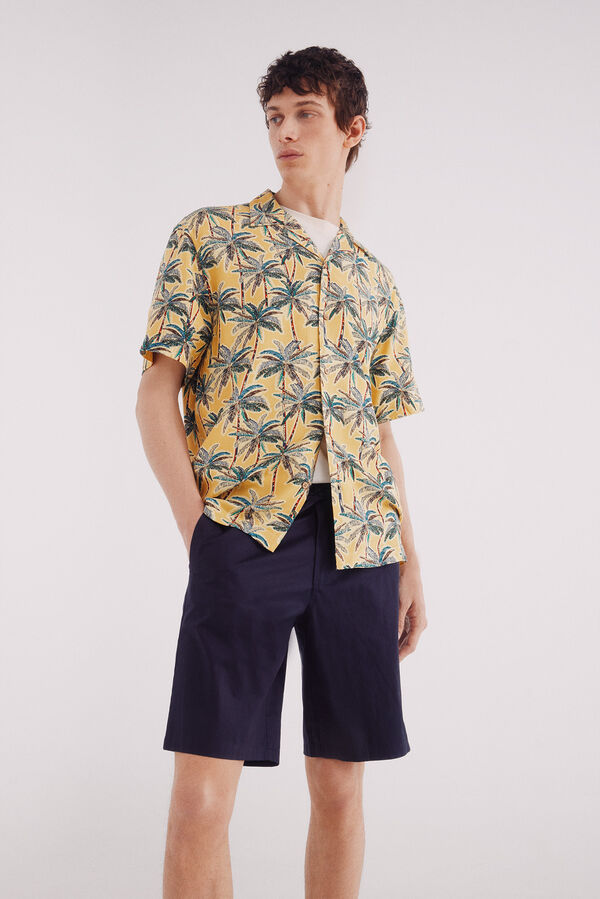 Springfield Comfort fit poplin Bermuda shorts blue