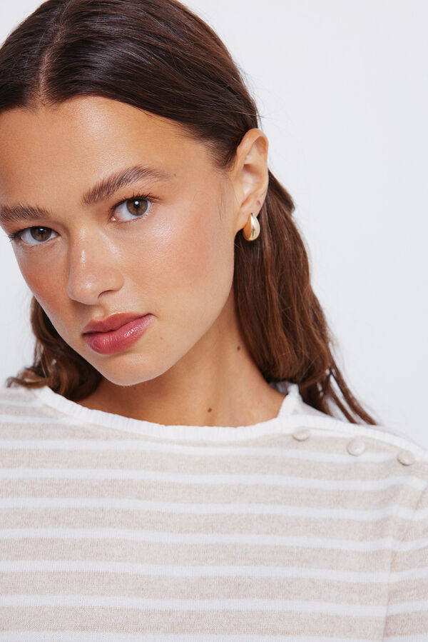 Springfield T-shirt com botões e gola alta  cru