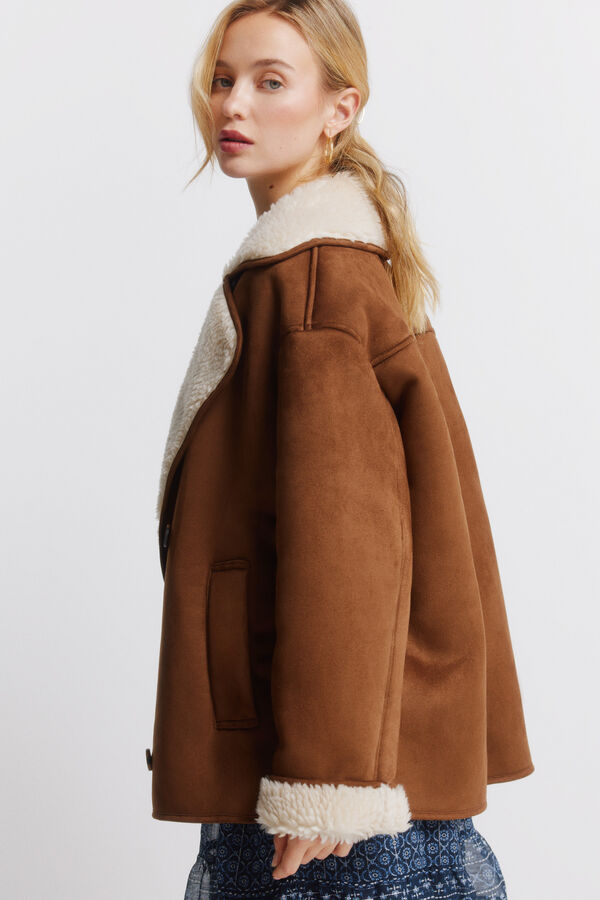 Springfield Sobretudo m&eacute;dio com gola de lapela  vison