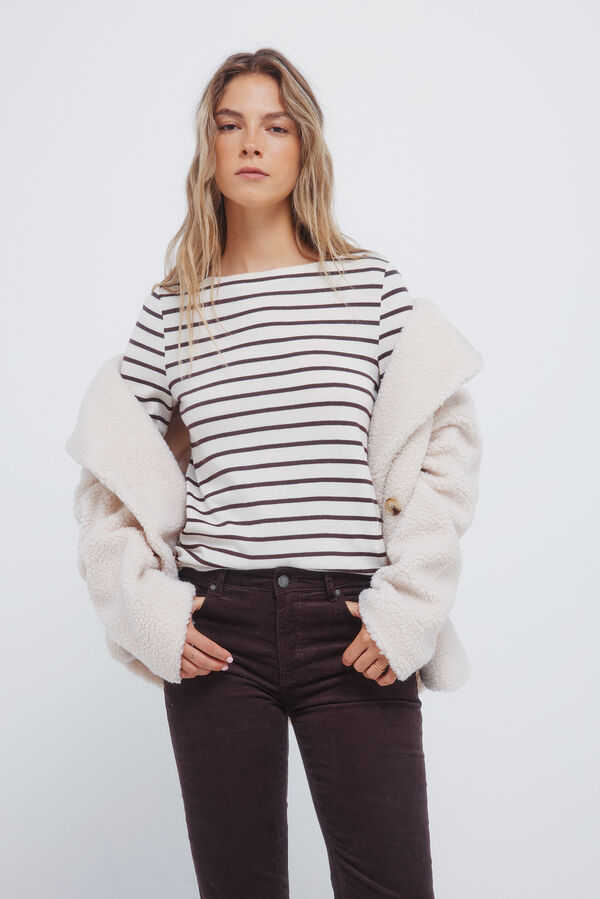 Springfield Calças de veludo cotelê com boca de sino baixa castanho