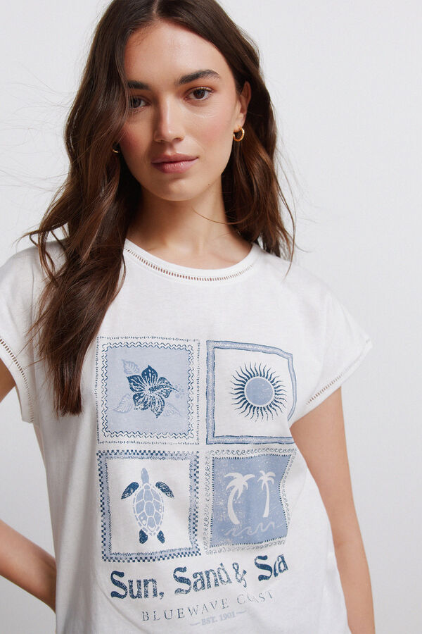 Springfield T-shirt de manga curta com desenho bege