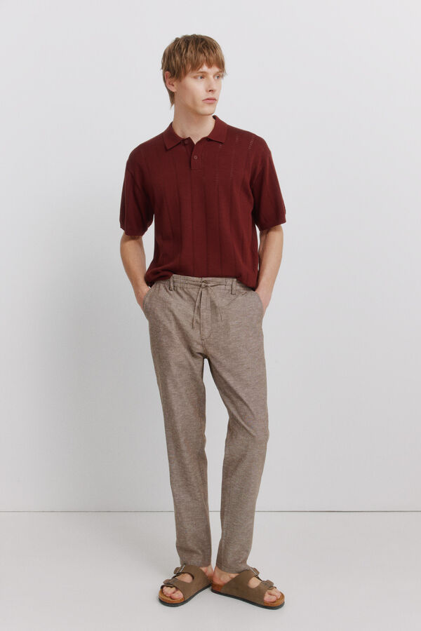 Springfield Cal&ccedil;as chino em linho comfort fit cru