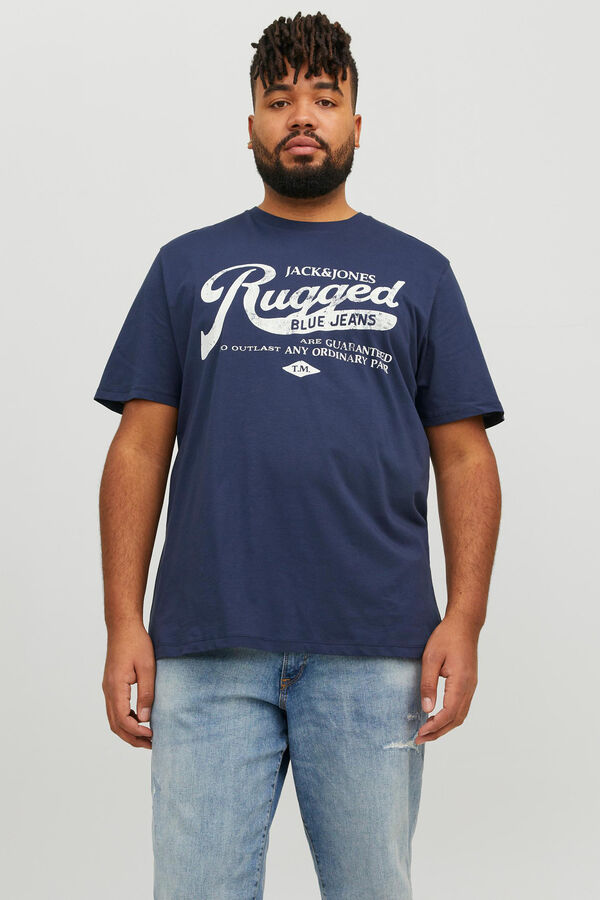 Jack & Jones PLUS T-shirt de manga curta slim em algodão sustentável PLUS azul