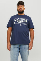 Jack & Jones PLUS T-shirt de manga curta slim em algodão sustentável PLUS azul