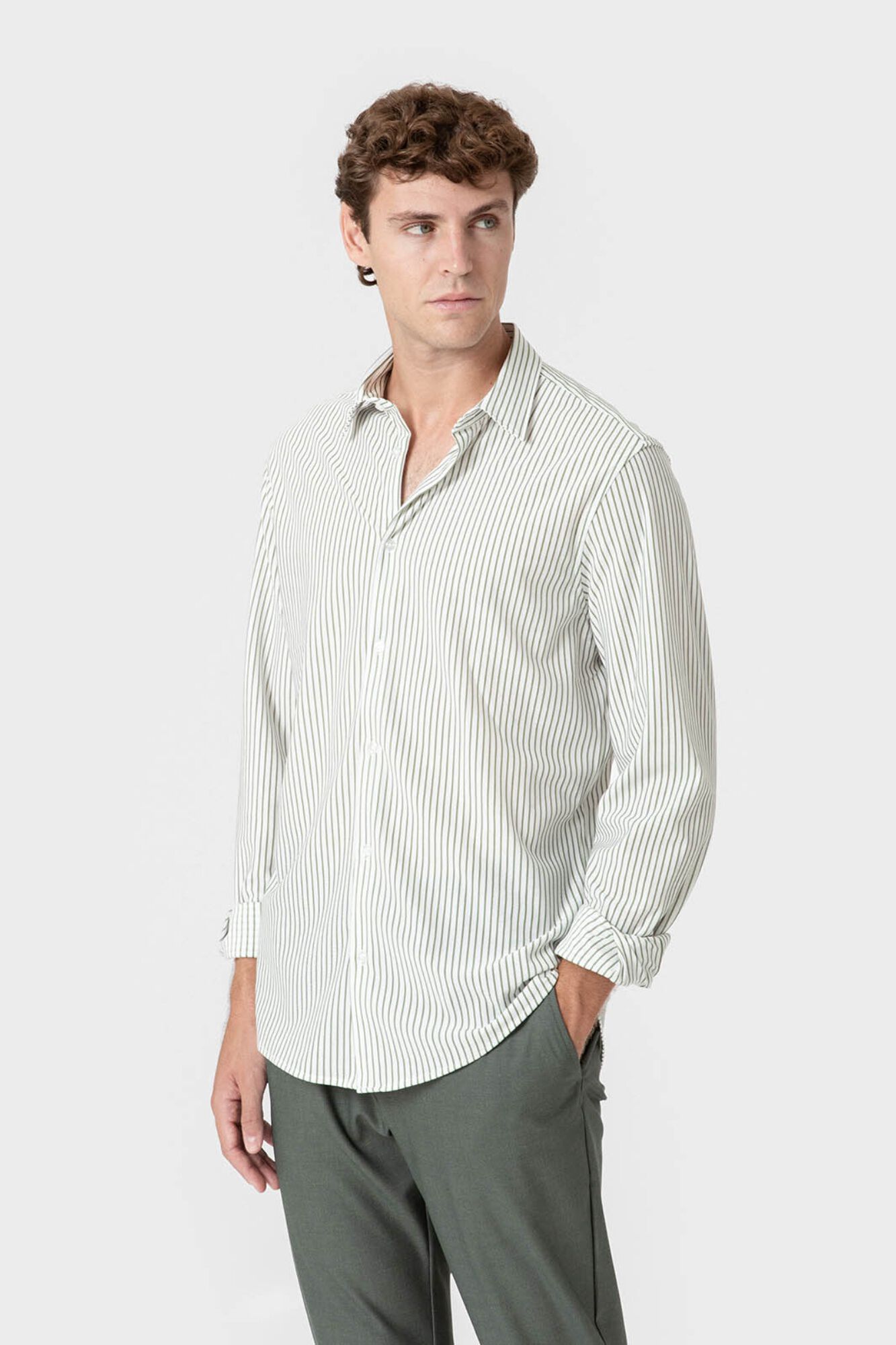 Celopman Camisa Oxford de malha com riscas