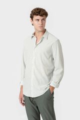 Celopman Camisa Oxford de malha com riscas verde