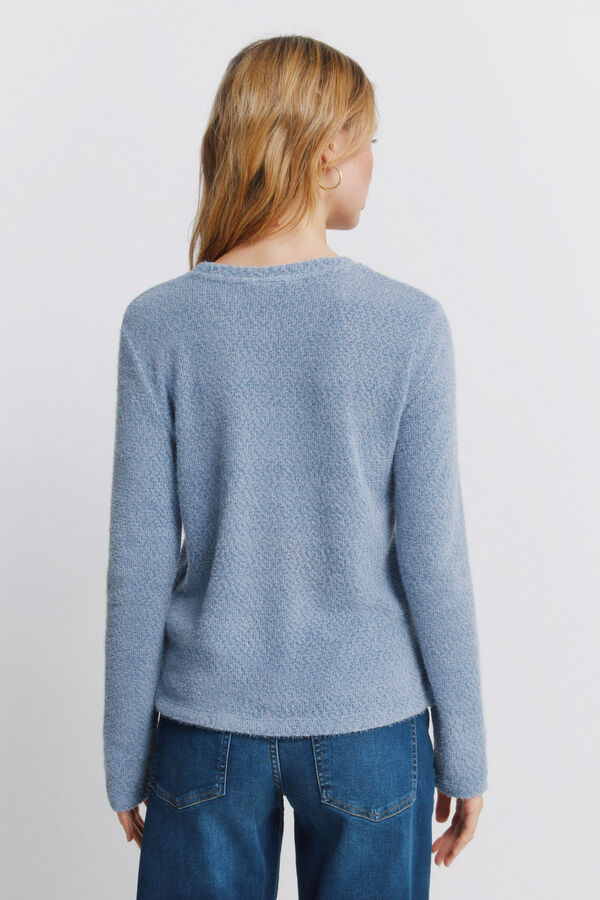 Springfield T-shirt de chenille gola fantasia azul