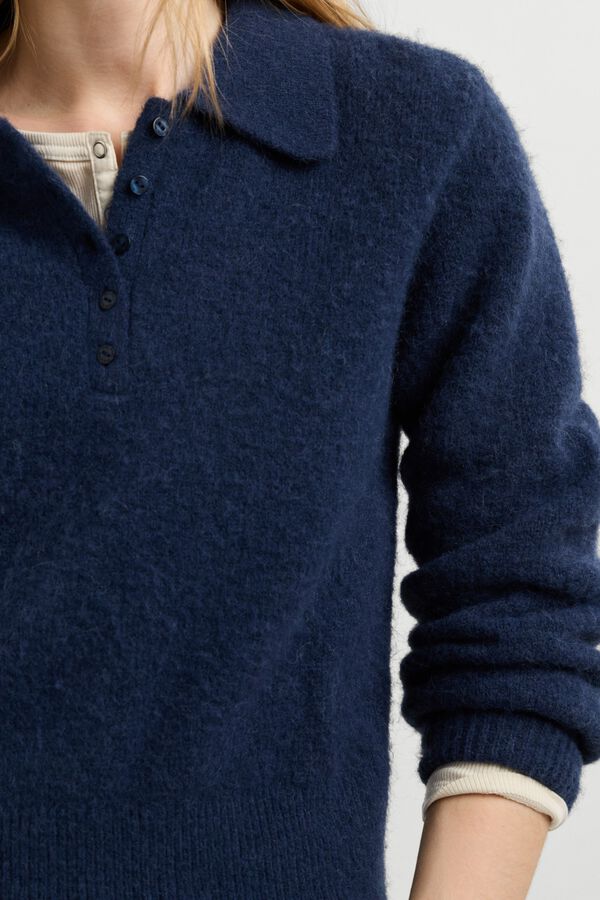 Pepe Jeans Polo de punto de manga larga azul