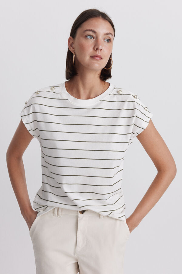 Springfield T-shirt bot&otilde;es dourados branco