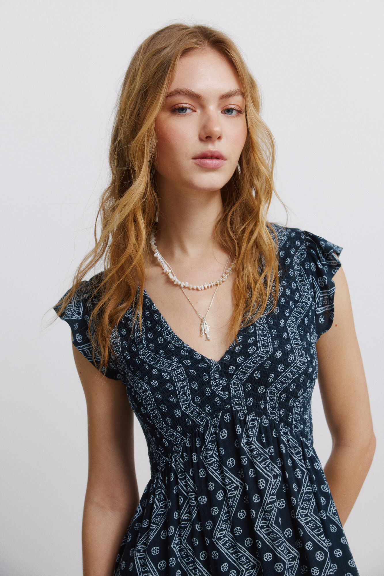 Springfield Vestido midi estampado cenefa